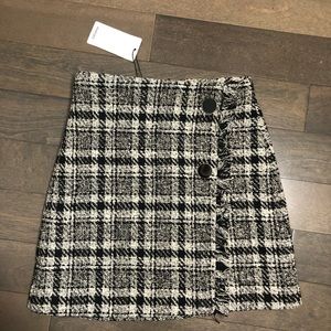 Black and white checked skirt